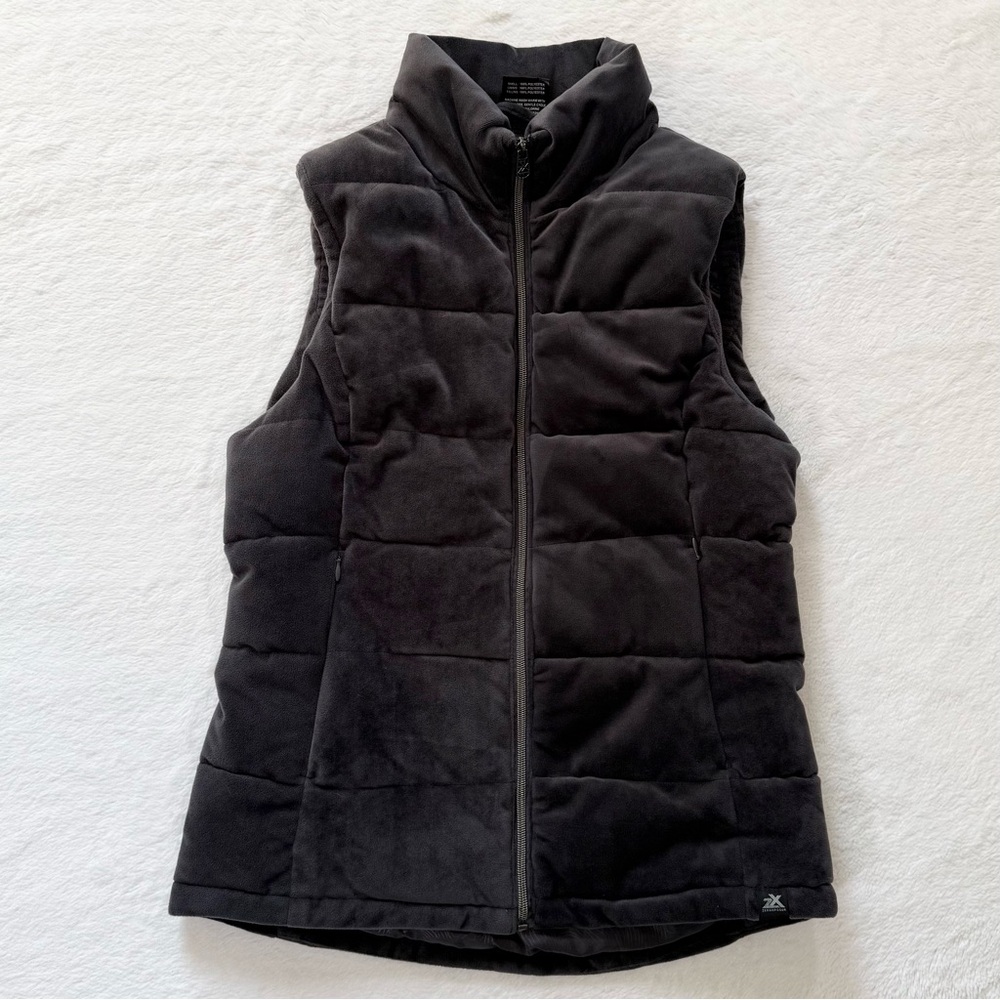 ZeroXposur Puffy Vest Full Zip Winter Velour Dark Gray Women’s Size Small